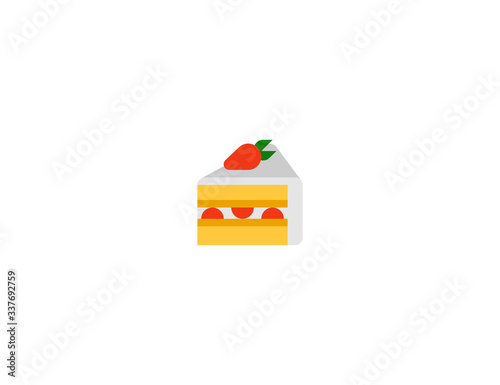 Shortcake vector flat icon. Isolated slice of strawberry cake emoji illustration 