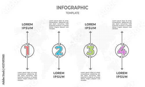 Timeline infographic with circle andnumber 4 options.