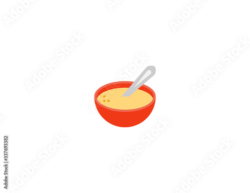 Bowl with spoon vector flat icon. Isolated bowl dish with spoon emoji illustration 