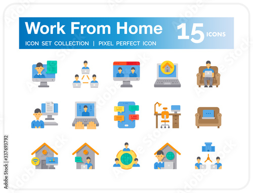 Work From Home icons for web design, book, ads, app, project etc.