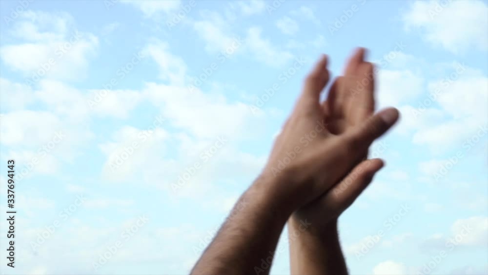 Man clapping hands to healthcare professionals for their work against coronavirus Man clapping hands to healthcare professionals for their work against coronavirus