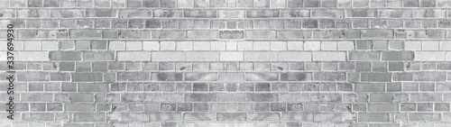 White gray painted damaged rustic brick wall texture banner panorama  