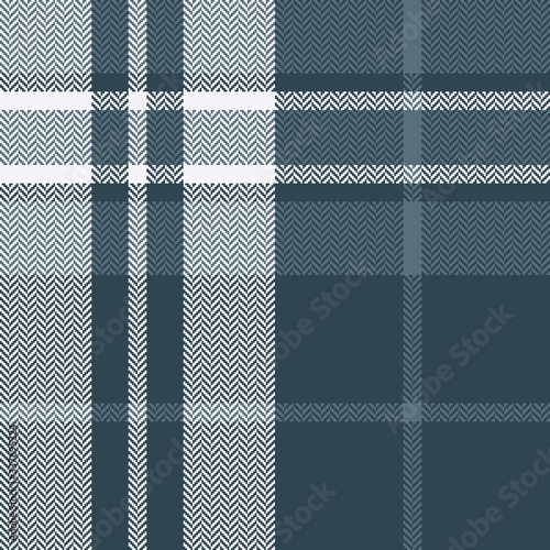 Seamless check plaid pattern. Autumn winter herringbone tartan plaid background in grey blue and white for flannel shirt, scarf, blanket, throw, duvet cover, or other modern textile prints.