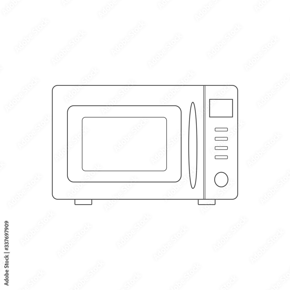 Microwave linear icon. Electric oven. Kitchen appliance. Contour symbol isolated on white background. Stock illustration for web design and ets. Microwave linear icon. Electric oven. Kitchen appliance. Contour symbol isolated on white background. Stock illustration for web design and ets.