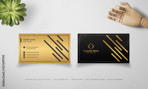 black and gold Luxury vector business card template. Premium, elegant corporate identity