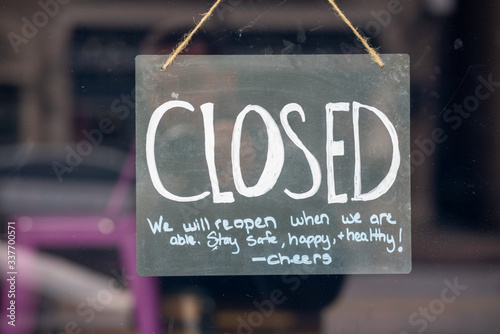 Closed Business Sign due to the Coronavirus