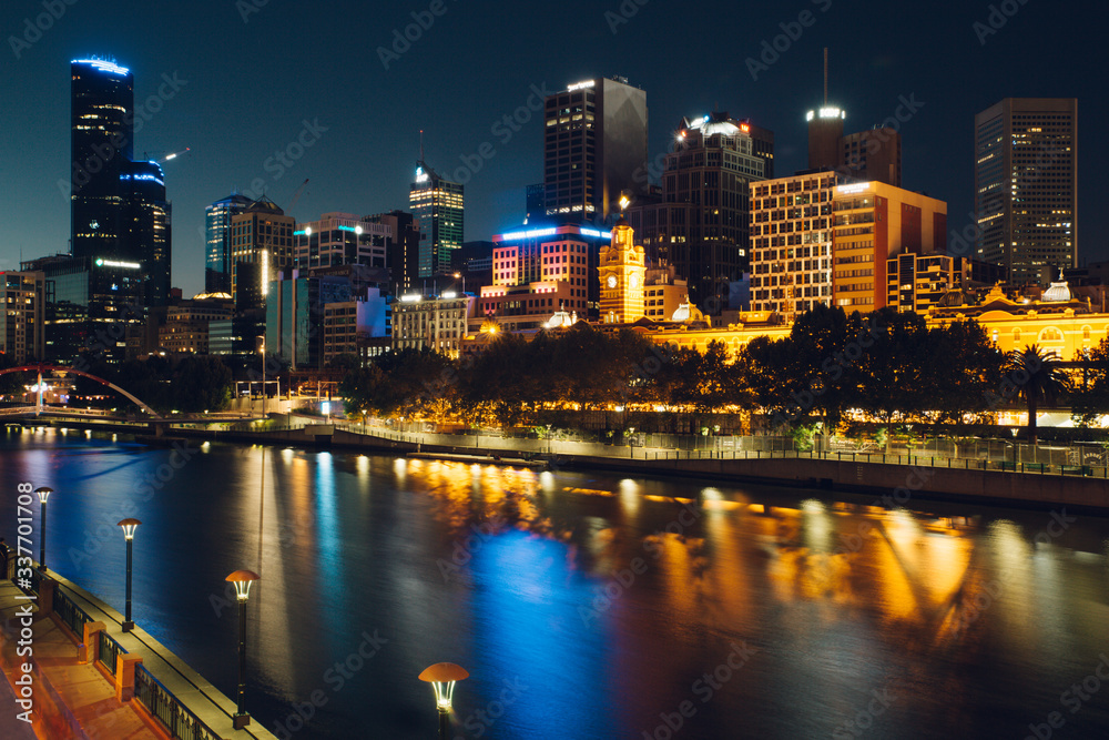 Melbourne cbd skyline at night