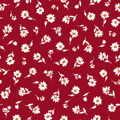 Wandcirkels Bordeaux patronen Sierlijke bloem vintage stijlpatroon  © daicokuebisu