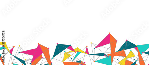 Line points connections, triangular technology design. Abstract geometric background