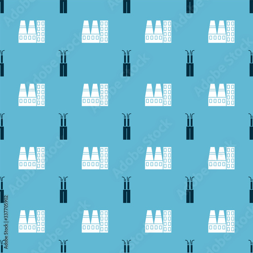 Set Electric cable and Power station plant and factory on seamless pattern. Vector
