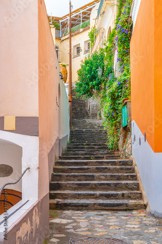 Narrow stairs and streets in the tourist village of Positano, Amalfi coast © k_samurkas