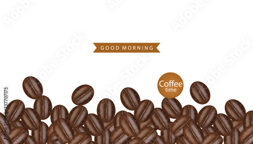 Coffee beans realistic white background isolates vector illustration