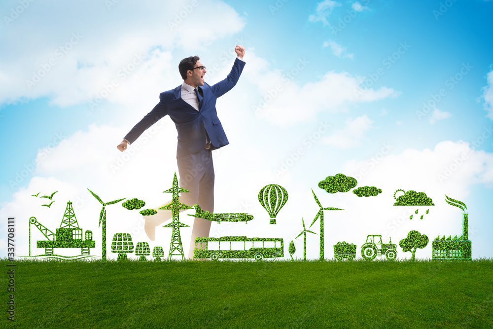 Businessman in green and environmental concept Businessman in green and environmental concept