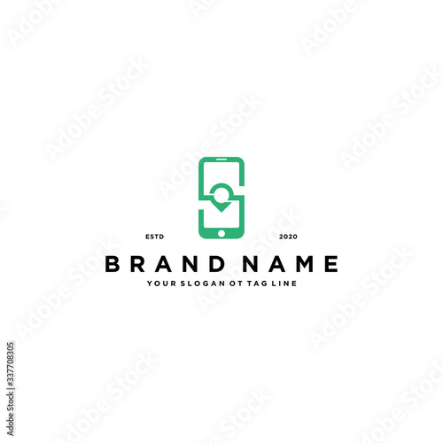 letter s smartphone logo design vector photo