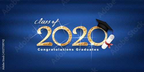 Class of 2020 Vector text for graduation gold design, congratulation event, T-shirt, party, high school or college graduate. Lettering for greeting, invitation card