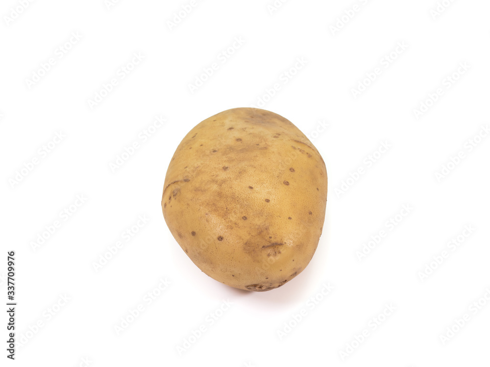 The close up of fresh organic potato vegetable on white background.