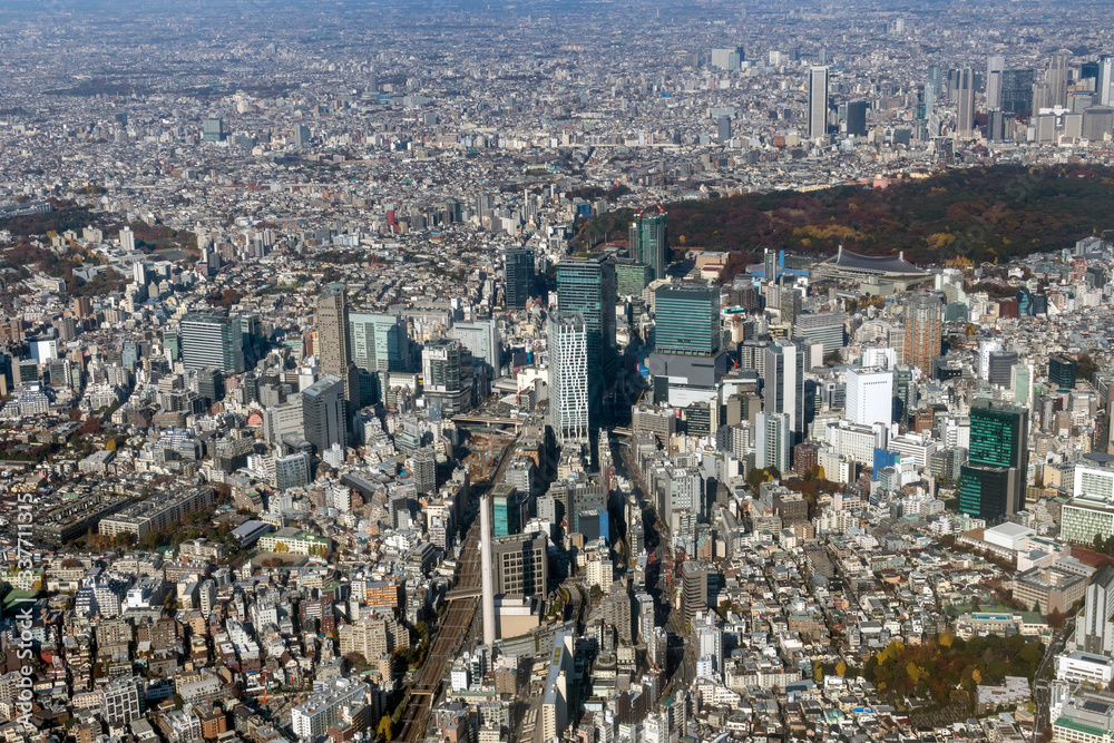 Fototapeta premium 渋谷駅付近を空撮