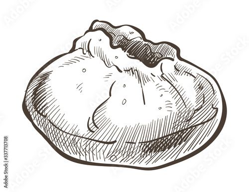 Khinkali or chinese dumpling, manti or ravioli food