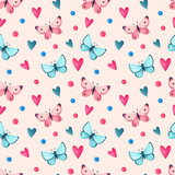 Decorative seamless pattern with butterflies	
