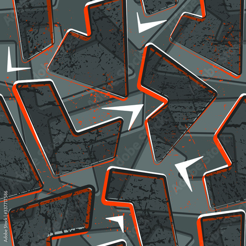 Abstract grunge geometric pattern. Seamless geometrical print