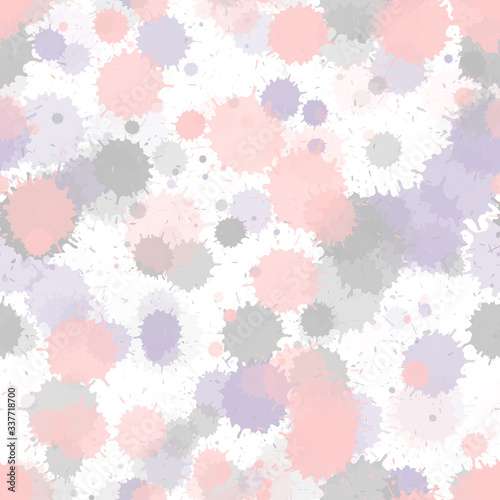Colored ink splatter, spray blots, dirty spot elements seamless. 