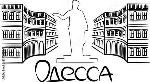Vector main sight of odessa, Ukraine. Dyuk de Richelie