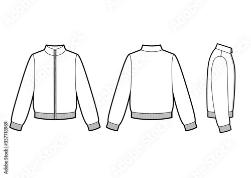 Technical sketch of man sweatshirt. Sport jacket
