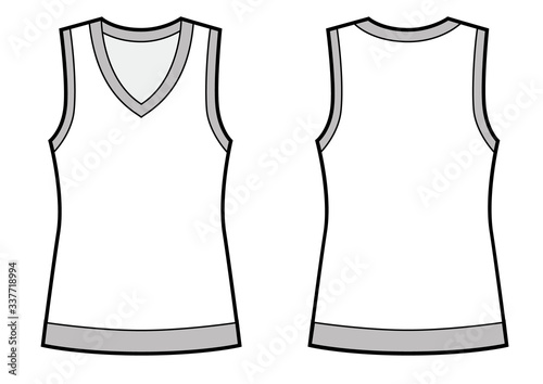 Vector illustration of sport womans top. Front and back