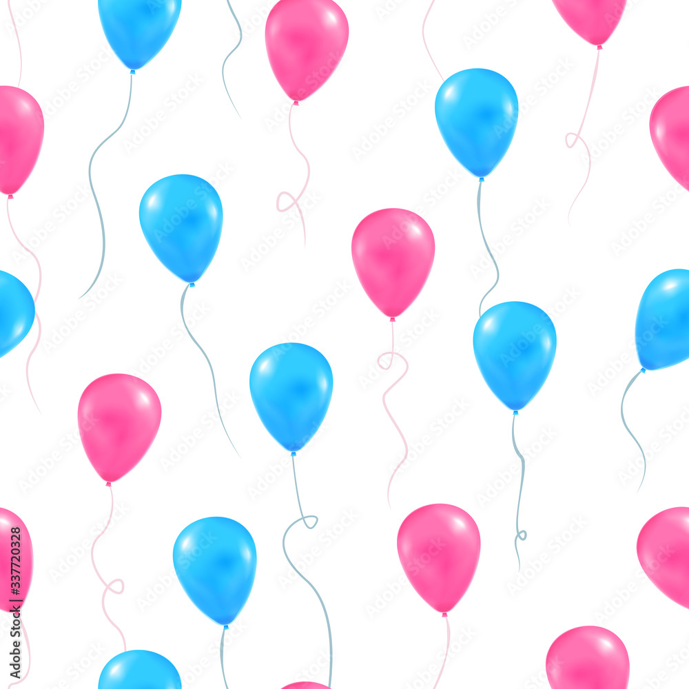 Gender reveal party background, vector seamless pattern