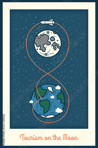 Infographics tourism on the Moon. Vector illustration