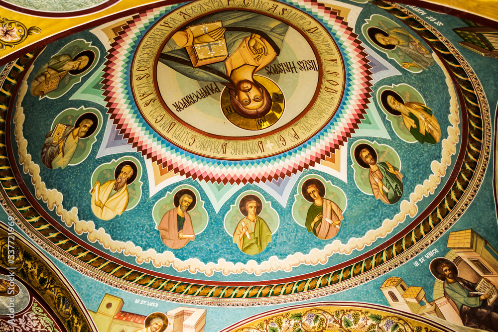 Icons on the walls of the Brancoveanu monastery