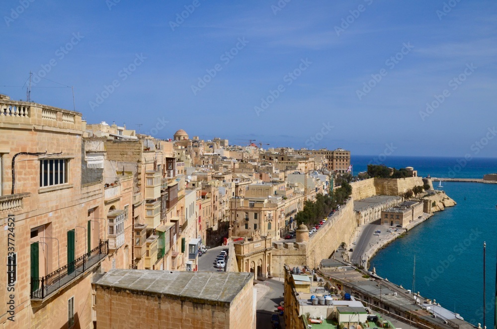 The medieval limestone city of Valletta Malta