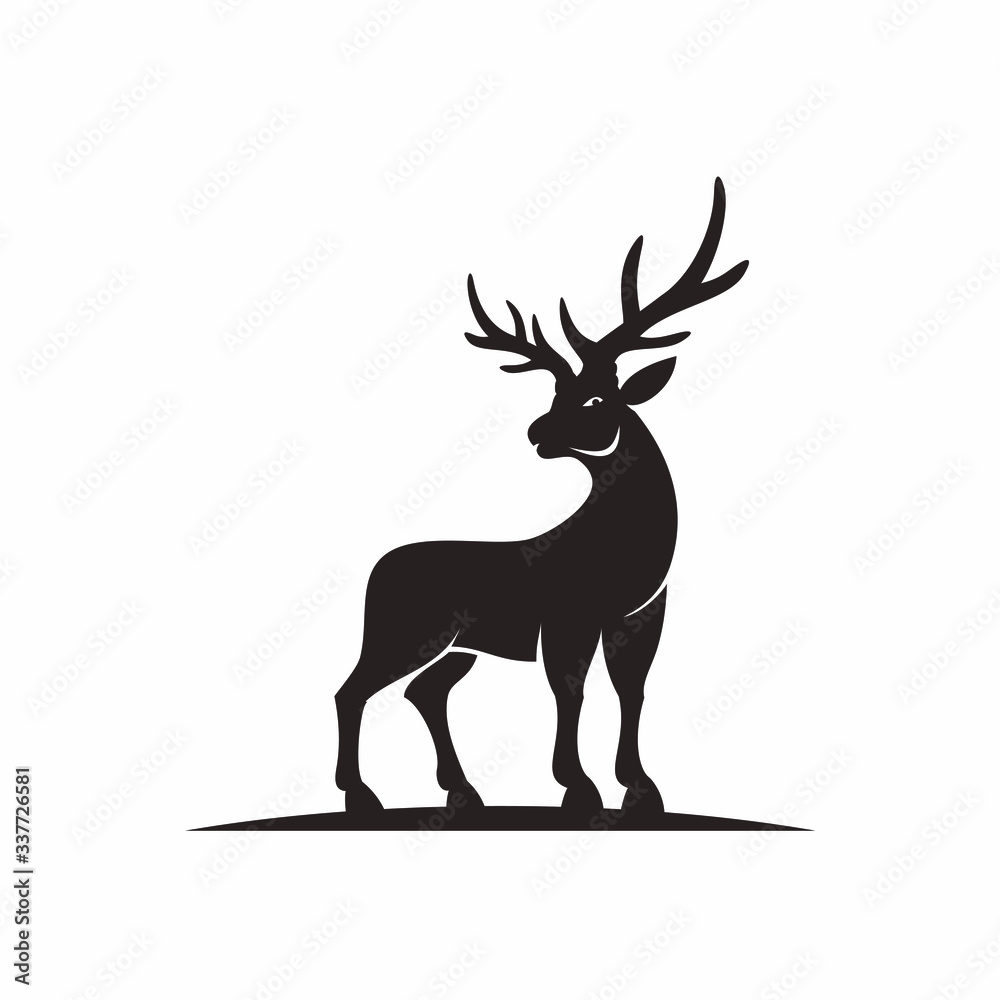Fototapeta premium Deer Looking Back Vector Illustration