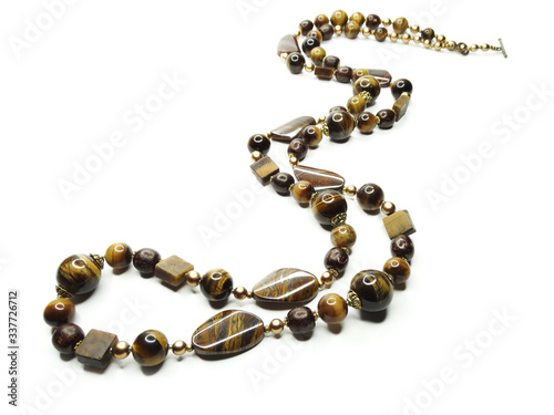 fashion beads necklace jewelry with semigem crystals tiger eye