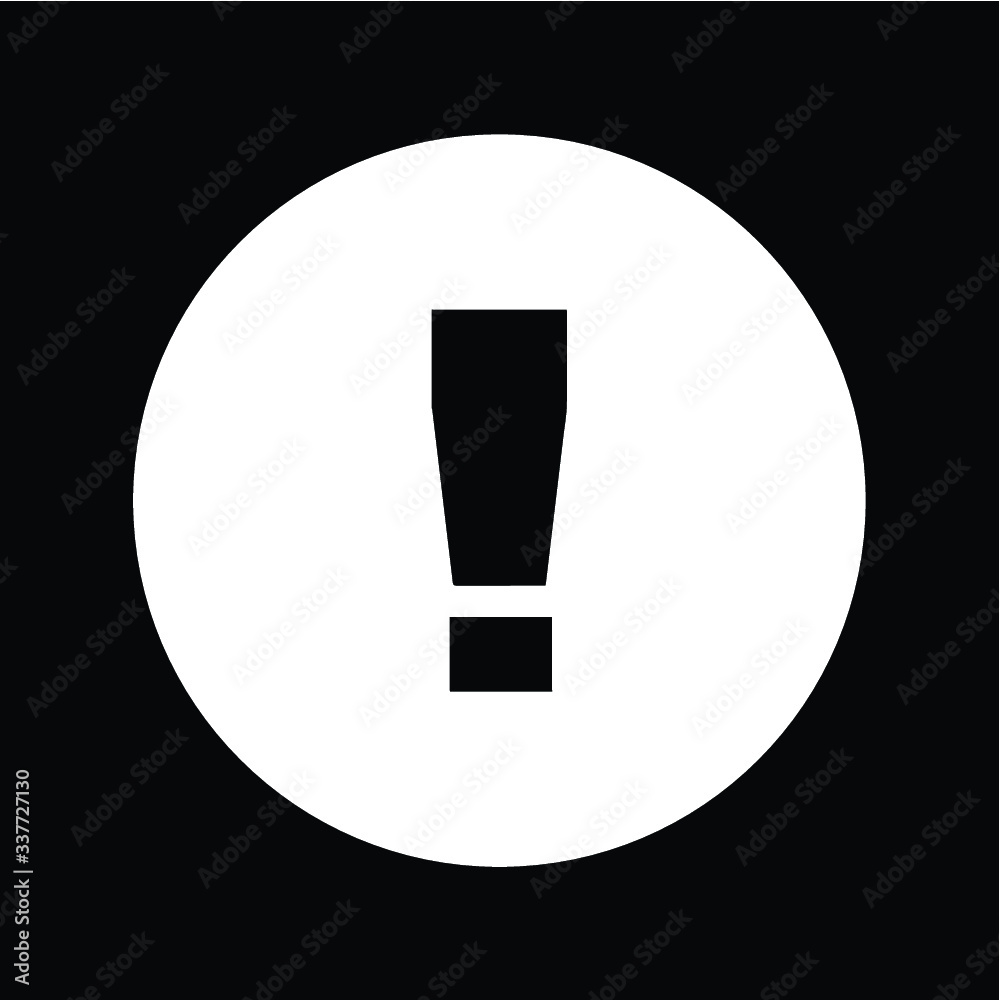 white circle round exclamation point warning information business icon symbol silhouette black white sign