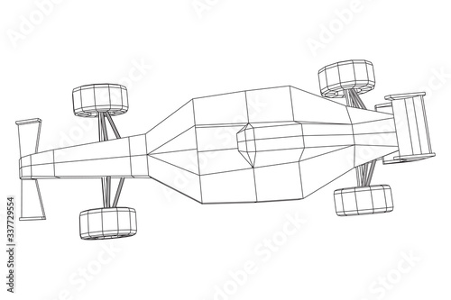 Fast motor sport racing car speed concept. Wireframe low poly mesh vector illustration. © newb1