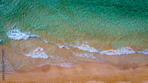 Aerial Picture of Turquoise Water and Beach