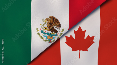 The flags of Mexico and Canada. News, reportage, business background. 3d illustration photo