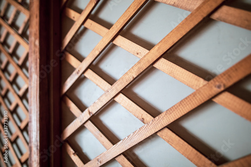 Wooden boards on a yurt as a texture.