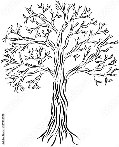 Line Art Tree in Black