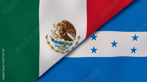Fotografía The flags of Mexico and Honduras