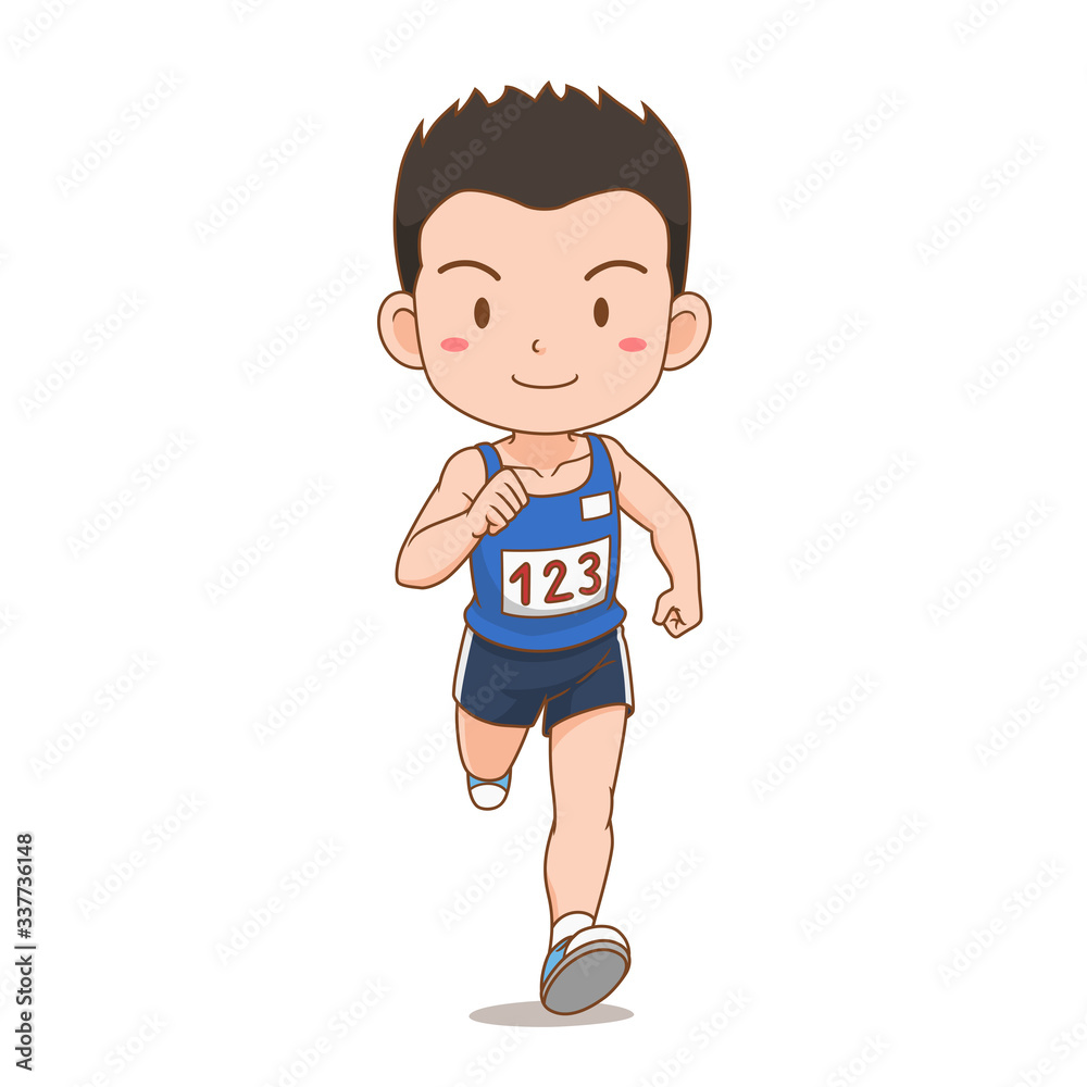 Cartoon character of cute runner boy. Cartoon character of cute runner boy.