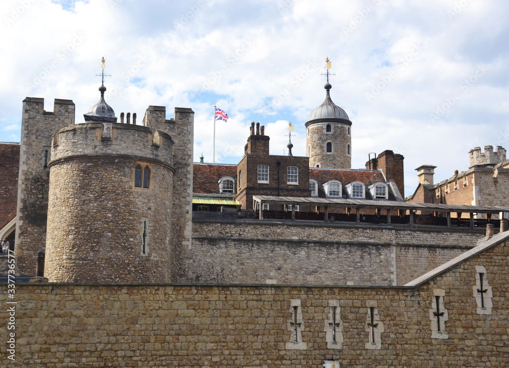 The Tower of London on the Thames river, United Kingdom