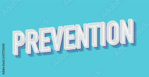 Prevention word retro style over blue background