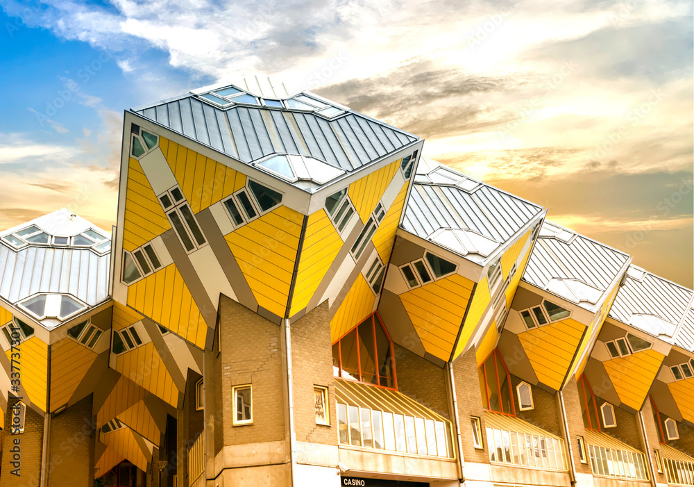 ROTTERDAM, NETHERLANDS : Cube houses or Kubuswoningen in Dutch are a set of  innovative houses designed by architect Piet Blom and built in Rotterdam,  the Netherlands Photos | Adobe Stock
