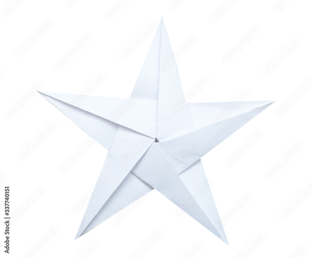 A white origami paper star isolated white A white origami paper star isolated white