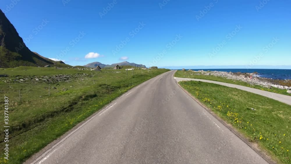 Vehicle point-of-view Driving a Car on a Road in Norway Vehicle point-of-view Driving a Car on a Road in Norway
