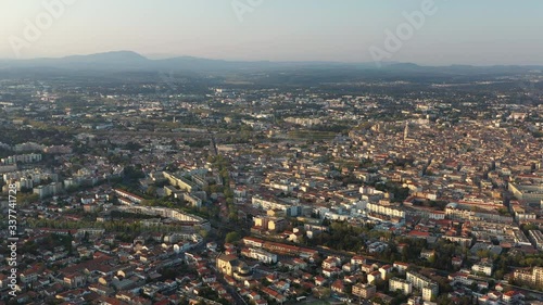 Wallpaper Mural Montpellier downtown large aerial view, beautiful light, sunset. Pic saint loup in background Torontodigital.ca
