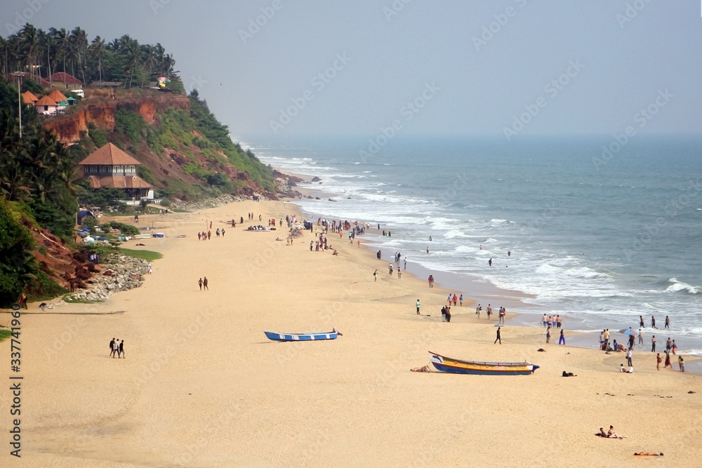 Tamil Nadu / India. March 24 2018: sea shells on the sea.