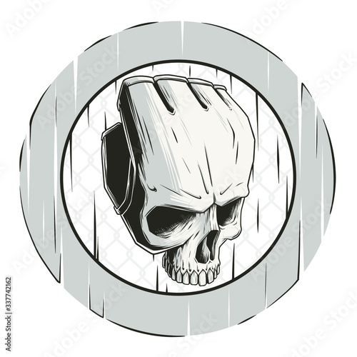 Glove illustration. mma logo. skull art.